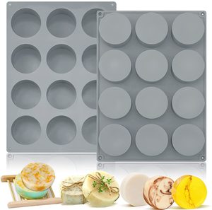 <span class=keywords><strong>Moule</strong></span> en silicone cylindrique à 12 cavités pour bombes de bain, tablettes, barres de lotion, bougies en cire d'abeille et savons ronds faits à la main - Product Image 1