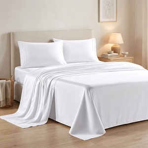 King Size 100% Ägyptische Baumwolle Bettwäsche-<span class=keywords><strong>Set</strong></span> 600TC 4-teilig Weiß Weich Kühlend Luxus Hotel Satin Bettwäsche aus China - Product Image 4