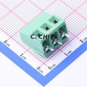 DB128V-5.08-3P-GN-S Screw Terminal Block Through hole Component (THT),P=5.08mm Connector 1x3P 5.08mm Green Through Hole - Product Image 1