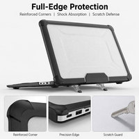 Étui rigide pour ordinateur portable avec béquille, housse semi-transparente pour ordinateur portable, étui de protection antichoc pour PC avec support pliable