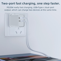 Vente d'usine : Chargeur rapide GaN 20W rétractable avec prise UK, adaptateur secteur de bureau PD à charge rapide A+C avec certifications CE UKCA pour iPhone