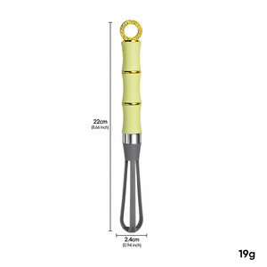 Batidor de huevos manual con mango de bambú - varilla para mezclar crema de huevo - herramienta para hornear en el hogar - dispositivo manual para batir claras de huevo - Product Image 5