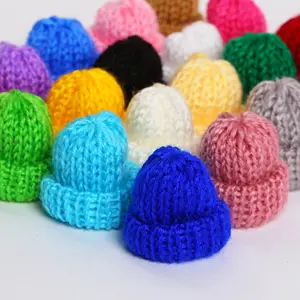 Mini Knitted Wool Hat Children Christmas Knitting Hats Diy Crafts Wool Yarn Keychain Hair Accessories Home Garment Decoration