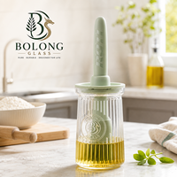 Bouteille d'huile en verre personnalisée avec logo, 200 ml (7 oz), avec pinceau de cuisson en silicone, distributeur d'huile d'olive pour cuisine, 3 couleurs, Bolong
