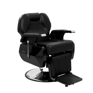 Chaise de barbier en cuir noir inclinable avec pompe hydraulique robuste, équipement de salon de beauté pour hommes - Product Image 3