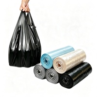 Sacs poubelles en plastique jetables personnalisés pour bureau avec poignées, sacs T-shirt de cuisine de haute qualité avec fond à fermeture étoile, vente en gros