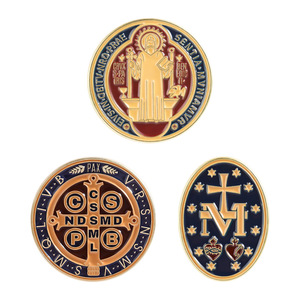 Pin Esmaltado de San Benito y <span class=keywords><strong>Medalla</strong></span>, Pin Religioso Católico para Devotos y Eventos Espirituales de la Iglesia, Regalo - Product Image 1