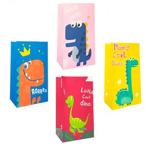 10 개/가방 귀여운 공룡 포장 가방 생일 축하 베이비 샤워 파티 선물 가방 종이 캔디 호의 디노 생일 파티 장식