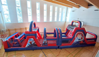 Wahana Lompat Inflatable Spiderman Kartun dengan Perosotan, Permainan Olahraga Inflatable Komersial