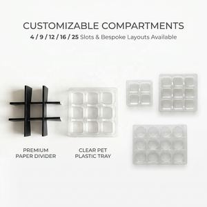 Boîte cadeau en papier pour chocolats haut de gamme à 4/9 cavités, avec couvercle à fenêtre transparente et insert en plastique PET - Product Image 6