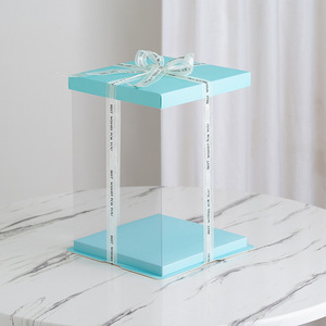 Scatole alte di nozze di carta di stile trasparente di personalizzazione all'ingrosso per le torte alte del pallone dei regali - Product Image 2