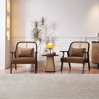 Fauteuil en rotin et bois massif de style nordique, avec coussin en mousse haute élasticité, personnalisable, moderne, pour la maison, les hôtels et les gîtes