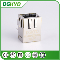 Connecteur RJ45 femelle modulaire Ethernet à port unique pour moulage par injection, en polyester PA46, compatible LED