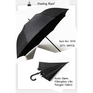 Parapluie long de gros, polyester, 8 baleines, noir, modèle Feeling Rain 6065 - Product Image 1