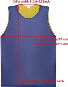 Gilet d'entraînement bleu + jaune gilet double face en polyester doux pour uniformes de sport de train de basket-ball de football - Product Image 2