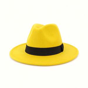 Sombrero Fedora de Ala Ancha para Hombre, Elegante, 100% Fieltro de Lana, con Banda Estampada, Color Negro - Product Image 5