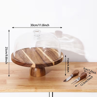 Ensemble de supports à gâteau de mariage personnalisés en bois, planche à charcuterie de 11,8 pouces avec couvercle pour mariage, fête d'anniversaire, dessert, support à gâteau en bois