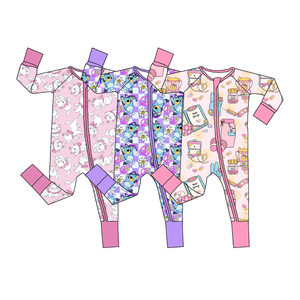 新生児用竹製ベビー服 カジュアルなツーウェイロンパース キッズ長袖竹製パジャマ - Product Image 1