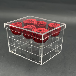 Hộp Quà Tặng Hoa Hồng <span class=keywords><strong>Acrylic</strong></span> Độc Đáo, Hộp Quà Tặng Hoa Hồng <span class=keywords><strong>Acrylic</strong></span> Trong Suốt 6 Hoa Hồng Hình Chữ Nhật Thời Trang Sang Trọng - Product Image 3