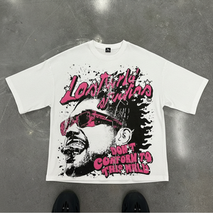 เสื้อยืดคุณภาพสูงเสื้อยืดพิมพ์ลายกราฟิก DTG เสื้อยืดขนาดใหญ่สำหรับผู้ชายไม่มียี่ห้อแขนสีที่แตกต่างกัน - Product Image 1