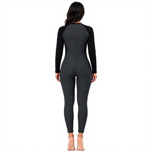 Maillot de bain une pièce pour femme, manches longues, fermeture éclair devant, color block, pour le surf, la plongée, la piscine et les sports nautiques - Product Image 2
