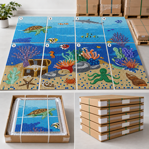 Mosaïque de verre personnalisée sur le thème du monde sous-marin, animaux marins, pour piscine, parc aquatique, stade, gymnase, hôtel, décoration murale - Product Image 3