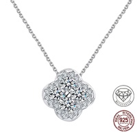 Collier en argent sterling 925 avec pendentif trèfle à quatre feuilles en moissanite couleur D VVS1 0,1 ct, passe le test du diamant, pour femme