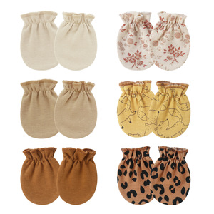 Guantes pequeños elásticos antiarañazos para bebés recién nacidos, para las cuatro estaciones, para mantener el calor, de algodón y licra, de color sólido, de 0 a 1 año - Product Image 2