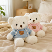 Ours en peluche blanc avec capuche, jouet en peluche doux, poupée en peluche pour cadeau d'anniversaire