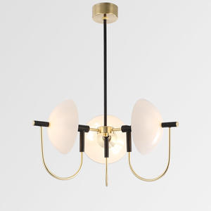 Lustre semi-circulaire en verre de style nordique postmoderne pour salon, salle à manger, bar musical, salle d'exposition, alimentation CA - Product Image 6