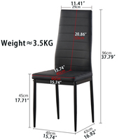 Ensemble 4 chaises modernes avec dessus en verre trempé, noir et blanc, chaises sans accoudoirs à dossier haut en cuir PU