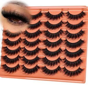 Ciglia Finte Sintetiche Voluminose 8D Effetto Occhio di Gatto, 14 Paia, Spessore Misto, Strisce Lunghe 25mm, Confezione Grande - Product Image 2