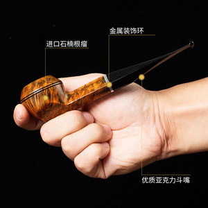 Muxiang Briar Wood Pipe 9mm Straight Stem Bulldog Style Handcrafted Tobacco Pipe - Product Image 2