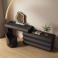 Table de maquillage moderne et simple en bois massif avec miroir lumineux en forme de nuage pour chambre à coucher