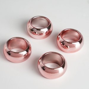 Ensemble de 4 anneaux de serviette en aluminium rose doré Radiance, surface côtelée, 2,5 x 1,5 pouces, décoration de table moderne, porte-serviettes pour mariage et dîner - Product Image 4
