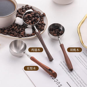 Cucharadita de café personalizada de 30ml, cuchara medidora de acero inoxidable 304 con mango de nogal y mango de madera - Product Image 2