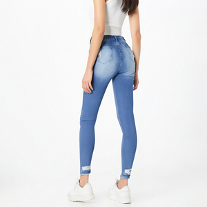 2025 mode Stretch <span class=keywords><strong>jean</strong></span> femmes Long trou rupture <span class=keywords><strong>taille</strong></span> moyenne petite jambe pantalon maigre mode <span class=keywords><strong>jean</strong></span> - Product Image 6