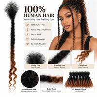 Extensions de dreadlocks 100% cheveux humains, faits à la main, avec pointes bouclées, pour tresses et torsades afro kinky