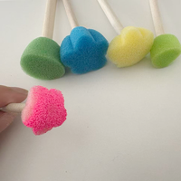 Tampons en éponge en forme de champignon, outils pour enfants, 5 pièces, jouets de peinture DIY, tampon en mousse, manche en bois, pinceau en éponge pour enfants