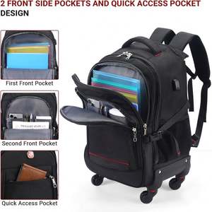 Free Sample Water-resistant Large <b>Laptop</b> Rolling Backpack With Telescoping Handle Fashionable Work Travel Business College - Product Image 5