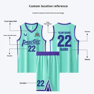 定制男女通用儿童和成人篮球运动套装抗菌尼龙/羊绒专业训练衬衫 - Product Image 2