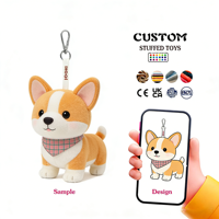 Porte-clés en peluche Corgi jaune brodé sur mesure de haute qualité, vente directe d'usine, production OEM/ODM, porte-clés en peluche personnalisé