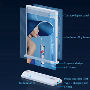 Máy tính để bàn có thể sạc lại di chuyển không dây máy tính để bàn A4 Bảng <span class=keywords><strong>menu</strong></span> hai mặt hộp đèn mỏng hiển thị - Product Image 4