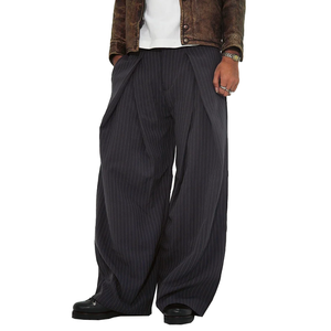 All'ingrosso <span class=keywords><strong>pantaloni</strong></span> a righe in tessuto di lana di alta qualità moda classica Casual comodi e scuri grigiati a righe da <span class=keywords><strong>uomo</strong></span> - Product Image 1