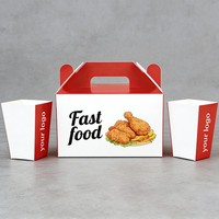 Caja de Cartón Blanca de Alta Calidad para Hamburguesas, Caja de Papel para Pollo Frito con Asa, Caja de Embalaje para Papas Fritas de Restaurante
