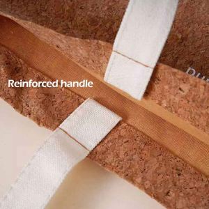 Bolsos Tote de Corcho Ecológicos Únicos, Bolsas de Compras de Lona de Algodón con Diseño de Madera, Regalo de Moda - Product Image 4