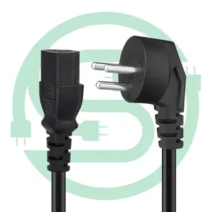 以色列黑色16A 250V 3圆针电源线电插头，带电源线