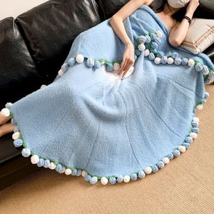 New Hot Sell Floral Festival Polyester Acrylic Modern <b>Knitted</b> Gift <b>Throw</b> Bouquet Blanket Home Decoration Custom Four Seasons - Product Image 3