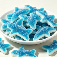 Schattige haaien gummy snoepjes gemengde fruit smaak halal zeedieren vorm gummy snoep private label aangepaste verpakking groothandel