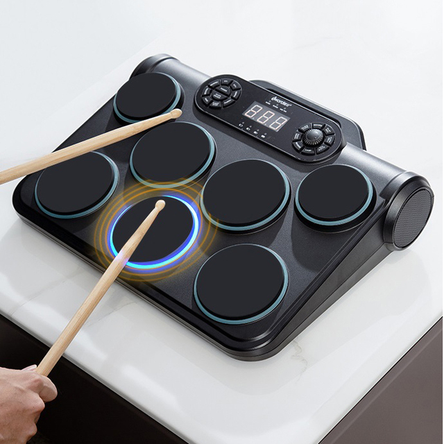 With Drum Sticks Aux Midi African Tom Snare Pad Hand Force Sensitive Electric Drum Kit Tabletop Percussion Electronic Drum Set